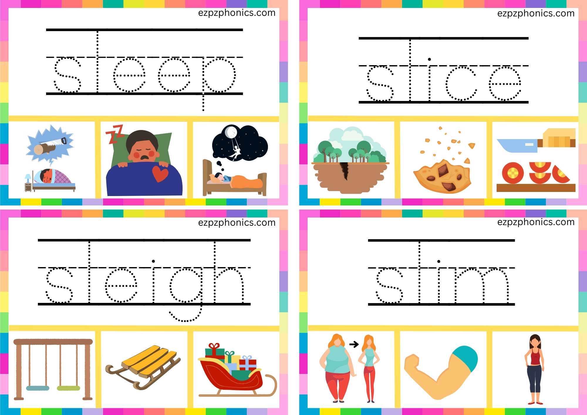 SL Beginning Blends Clip Cards Trace The Words And Clip The Correct Images Set 1